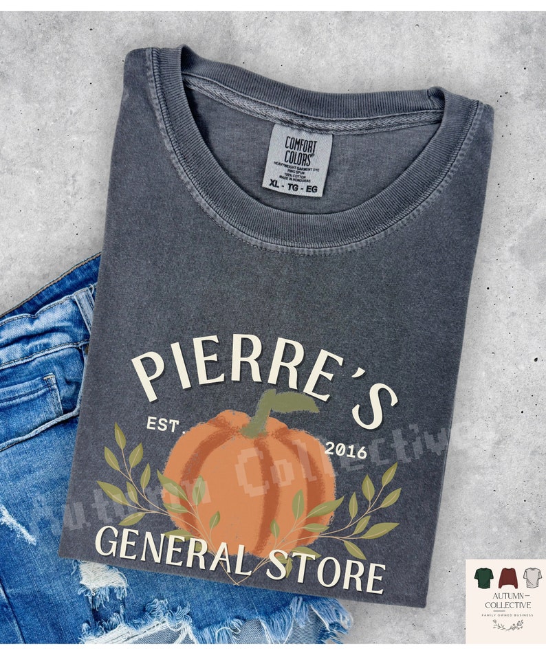 Pierre's General Store Comfort Colors Brand Tshirt in color Pepper