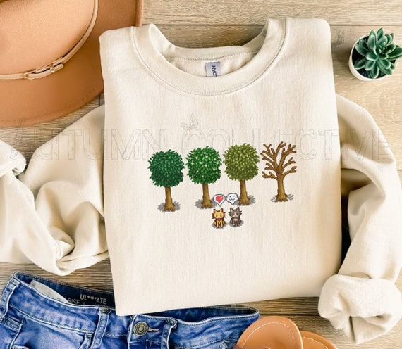 Original Cat Stardew Fall Sweatshirt, Gift for Him and Her, Video Game Art, Pixel Art, Crossing, 8Bit, Valley, Animal, Cozy Gamer, Gaming