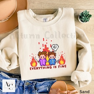 Stardew Valley Sweatshirt, Everything Is Fine Shirt, Cozy Gaming, Funny Gamer Shirt, Pelican Town, Gift for Gamers, Video Game Sweater, 8bit