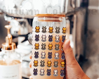 Stardew Valley Cat Sipper Glass, Video Game Gifts, Gamer Decor, Farming Game Merch, 16oz Cup, Gaming Accessories