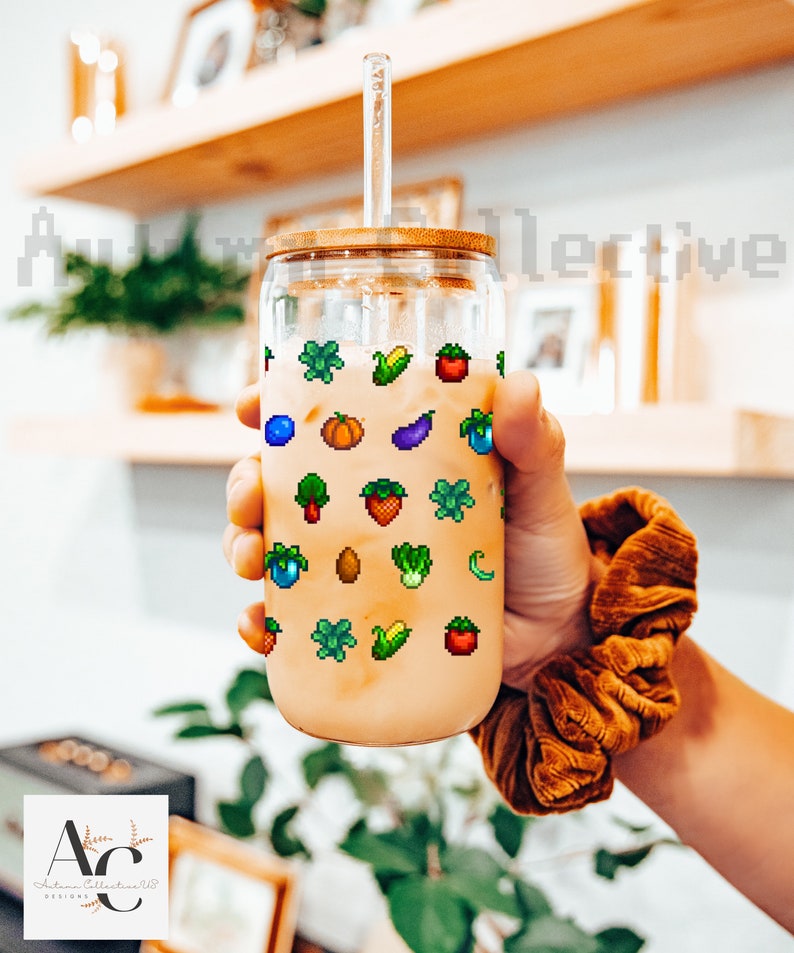 Crops Stardew Valley Sipper Glass Gift for Gamer