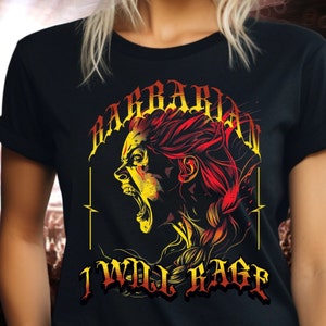DND Womens Human Barbarian Shirt, Dungeons and Dragons Class Rage D&D Gift For Her Wife Girlfriend Birthday Christmas Clothing Tee DND