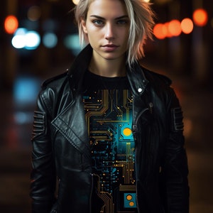 Cybernetic Human Body Shirt, cyber punk scifi cyborg android heart circuits wires futuristic science fiction gamer board games cyberpunk