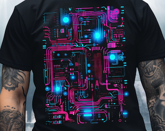 Android Wires Body Shirt, cyber punk scifi heart cybernetic circuits wires dystopian futuristic science fiction gamer games cyberpunk 2077
