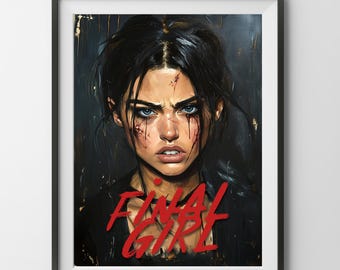 Final Girl Digitales Brettspiel Poster, Horror vhs entkommen Frauen Abenteuer Spaß Malerei Druck Wanddekor Geschenk Familie Kunst Papa Mama Spielzimmer