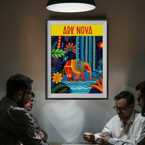 Ark Nova Board Game Poster, Traditional African Art Elephant Waterfall ...