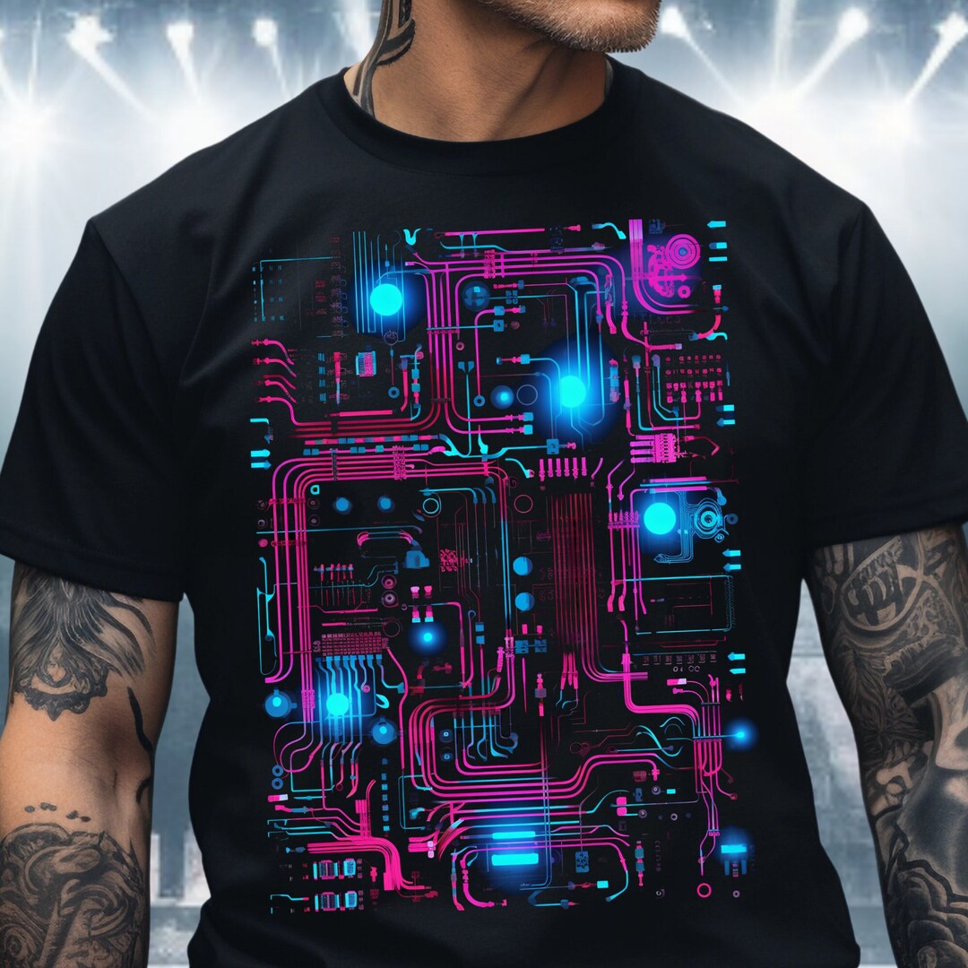 Android Wires Body Shirt, Cyber Punk Scifi Heart Cybernetic Circuits ...