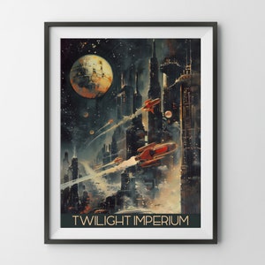 Twilight Imperium Board Game Poster, scifi science fiction space board gamer gift for father mom dad geek fan art wall decor bgg games room