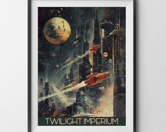 Twilight Imperium Board Game Poster, scifi science fiction space board gamer gift for father mom dad geek fan art wall decor bgg games room