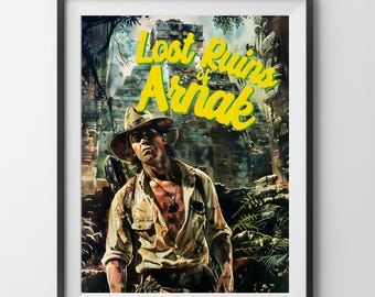 Lost Ruins of Arnak Brettspiel Poster, Abenteuer Indiana Jones Gemälde Poster Wandkunst Spiel Geschenk Brettspieler Vater Vater Mama Geek