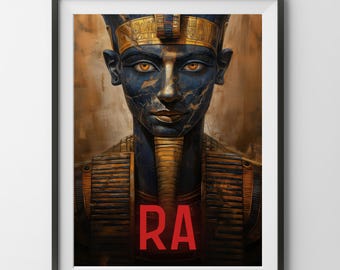RA Digitales Brettspiel Poster, Ägypten Ägyptische Malerei Poster Wand Kunst Strategie Spiel Geschenk für Brettspieler Vater Papa Mama Geek Fan Zimmer Scifi