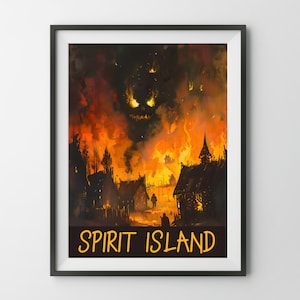 Spirit Island Brettspiel Poster, Feuergeist Malerei Strategiespiel Druck Geschenk für Gamer Vater Mama Papa Geek Euro Fan Art