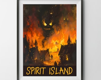 Spirit Island Brettspiel Poster, Feuergeist Malerei Strategiespiel Druck Geschenk für Gamer Vater Mama Papa Geek Euro Fan Art