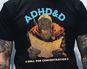 DND Camisa divertida, TDAH Trastorno por déficit de atención Mazmorras y dragones D&D Regalo para él Esposo Hombres Papá Cumpleaños Camiseta gráfica de Navidad