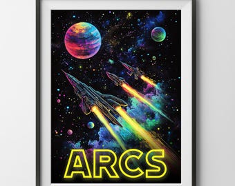 Arcs Digitales Brettspiel Poster, Science Fiction Weltall 4x Cole Wehrle Karten Malerei Druck Wanddekor Geschenk Familie Kunst Papa Mama Spielzimmer