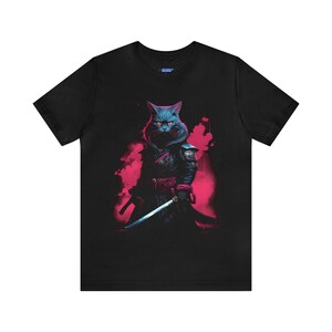 Samurai Cat Shirt, Japanese science fiction scifi cyber punk clothing kitty vaporwave ninja synthwave futuristic dystopian geek gift image 7