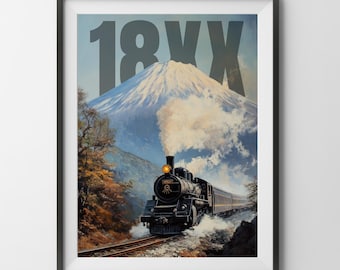 18XX Brettspiel Poster, Zug Dampflokomotive Lokomotive Ölgemälde Poster Wandkunst Spiel Geschenk Brettspieler Vater Vater Mama Geek Spaßraum