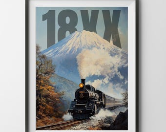 18XX Digitales Brettspiel Druck, Zug Dampflokomotive Schienen Malerei Poster Wandkunst Spiel Geschenk Brettspieler Papa Vater Mama Geek Fan Zimmer Scifi