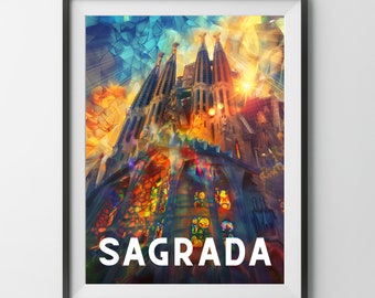 Sagrada Familia Poster, Barcelona Kathedrale familia Spaß Familie Strategie Brettspiel Druck Geschenk für Gamer Vater Mama Papa Geek Euro Fan Art