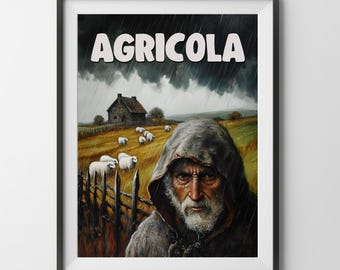 Agricola Brettspiel Poster, Bauernschaf Uwe Rosenberg Malerei Plakat Wand Kunst Spiel Geschenk Brettspieler Vater Vater Mama Geek Spaßraum
