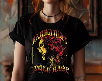 DND Womens Human Barbarian Shirt, Dungeons and Dragons Class Rage D&D Geschenk für ihre Frau Freundin Geburtstag Weihnachten Kleidung Tee DND