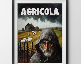 Agricola Brettspiel Digitaldruck, Bauernhof Höhlenmalerei Poster Wand Kunst Skelett Spiel Geschenk Brettspiel Papa Vater Mama Geek Fan Zimmer Scifi