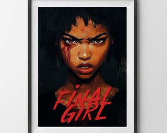 Final Girl Brettspiel Poster, Horror VHS Retro schwarzer Held Malerei Druck Wandkunst Geschenk Brettspieler Vater Vater Spiele Zimmerdekor
