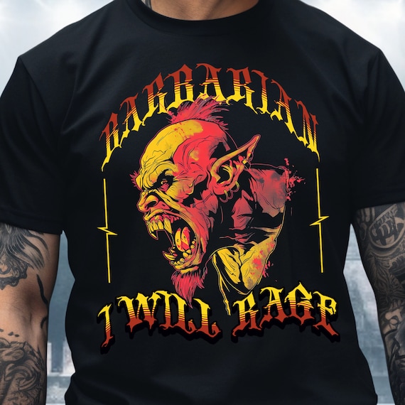 Half Orc Barbarian Fantasy Class Graphic T Shirts For Gamers Half Orc Barbarian Fantasy Class Graphic T Shirts For Gamers
