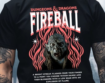DND Fireball Spell T-shirt, trollkarl D&D-gåva för spelare Dungeons and Dragons-kläder, gåva för honom eller henne, rolig DND-grafik-t-shirt