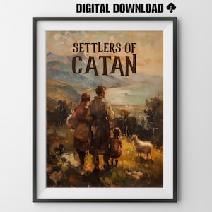 Siedler von Catan Brettspiel Poster, Familie Schaf Bauernhof Malerei Poster Wand Kunst Spiel Geschenk Brettspieler Vater Vater Mutter Geek