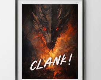 Clank Brettspiel Digitaldruck, Fantasy Malerei Poster Wand Kunst Drachen Dungeon Spiel Geschenk für Brettspieler Papa Vater Mama Geek Fan Zimmer Scifi
