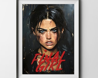 Final Girl Brettspiel Poster, Horror VHS Retro feministische Helden Malerei Dekor Druck Wand Kunst Geschenk Brettspieler Vater Vater Spiele Zimmer Dekor