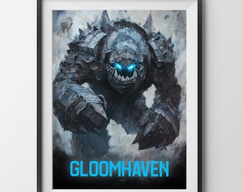 Gloomhaven Digitales Brettspiel Druck, Fantasy Malerei Poster Wand Kunst RPG Spiel Geschenk für Brettspieler Vater Papa Mama Geek Fan Zimmer Scifi