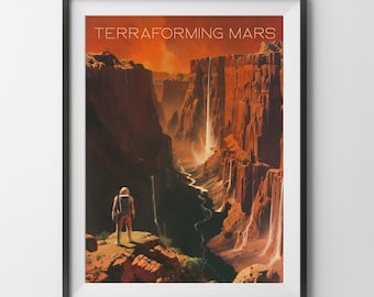 Terraforming Mars Board Game Poster, painting print wall art strategy game gift for board gamer dad father mom geek euro fan room decor