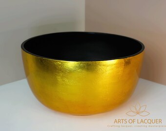 Luxury Golden Lacquer Bowl - Elegant Decorative Centerpiece