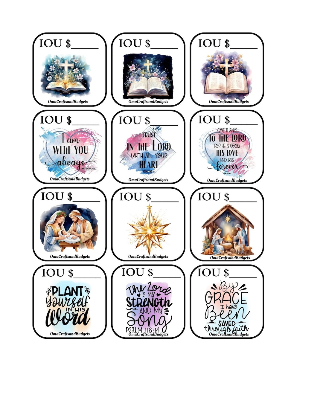 Faith IOU Slips Etsy