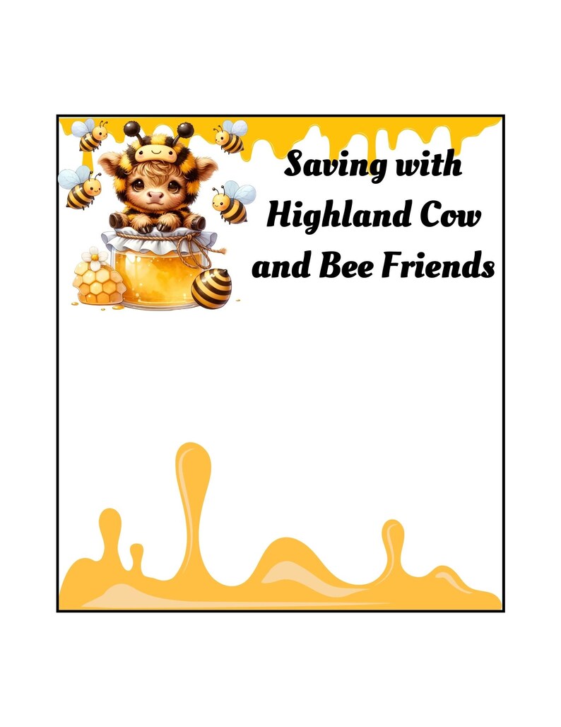 Mini Highland Cow Honey Bee Savings Challenges - Etsy