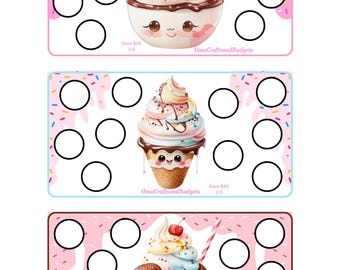 Kawaii Ice Cream A6 size scratch off challenges