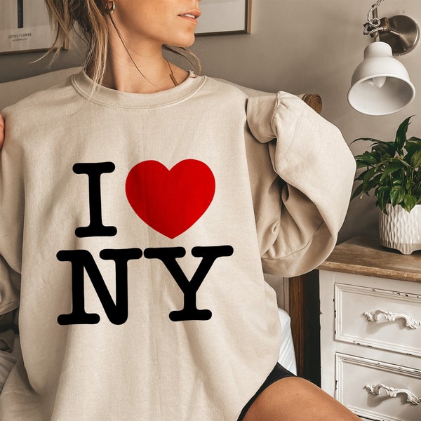 Unisex I Love NY Sweatshirt, Classic New York Heart Design, Cozy and Trendy Pullover, Casual Urban Streetwear
