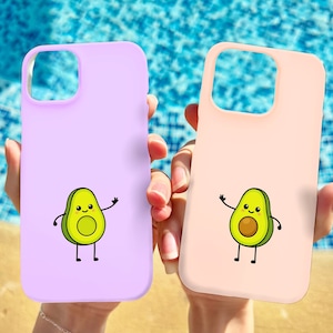 Cute Avocado Matching Couples Phone Case – Funny Food Design | Personalised iPhone 15 16 Pro Max & Samsung Gift