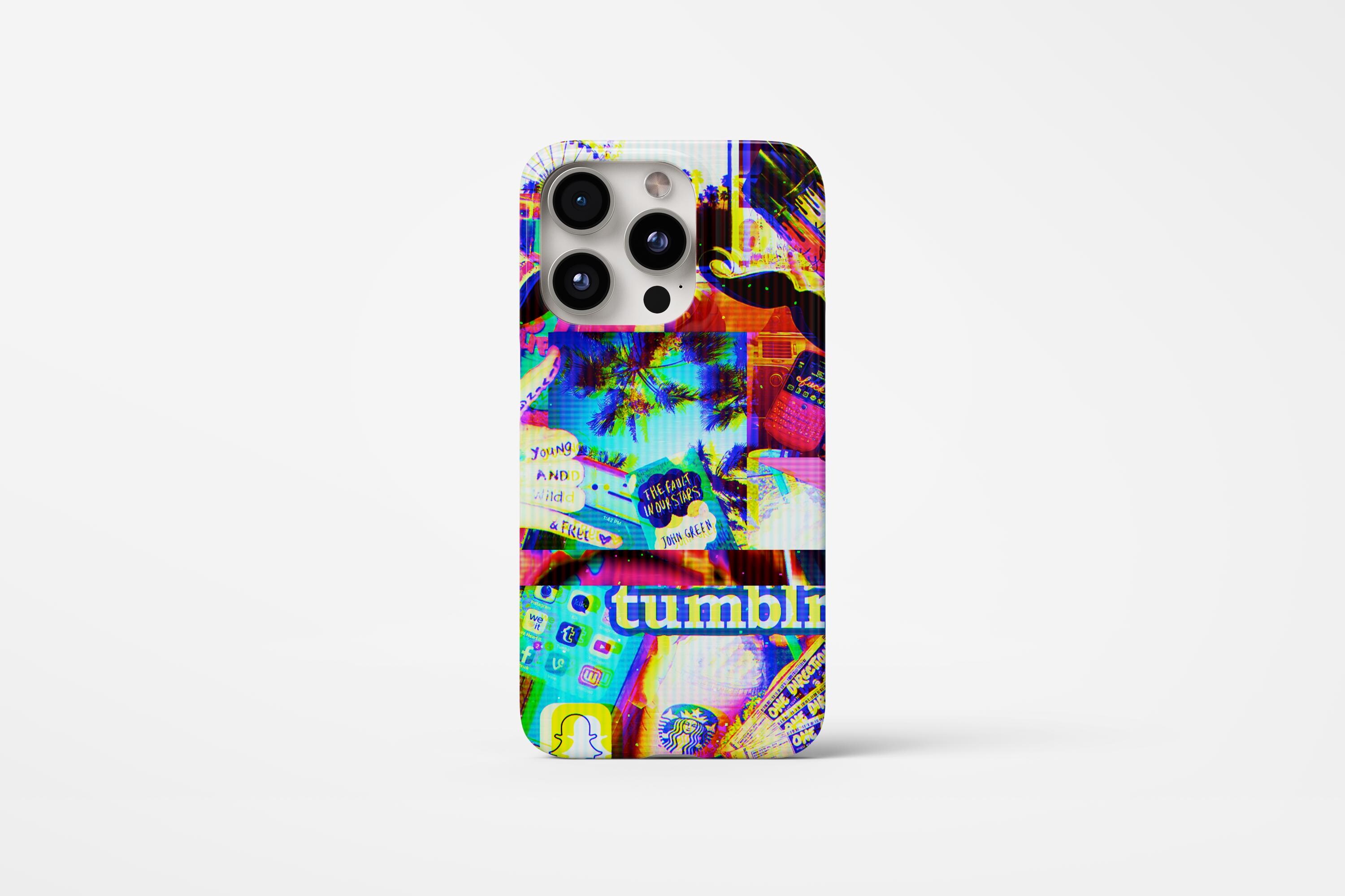 Y2K Pixel Glitch Aesthetic Phone Case – Retro 2000s Collage