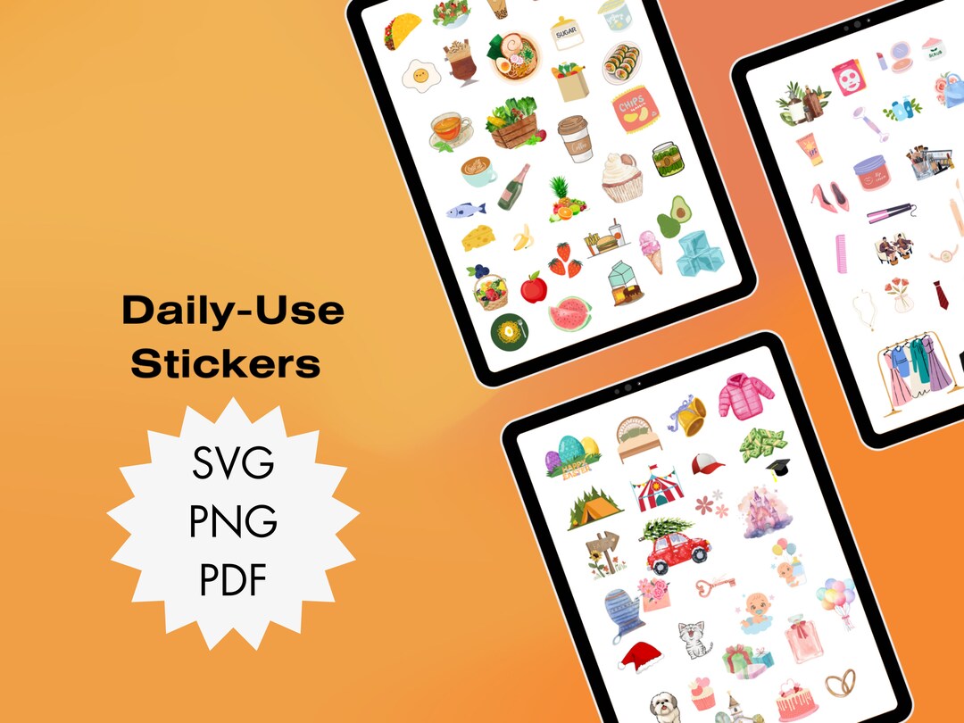 250 Pcs Daily Life Stickers, SVG, PNG, PDF, Printable, Goodnotes ...