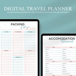 Redigerbar reseplanerare, digital planerare, utskrivbar planerare, resplan, semesterdagbok, packlista, semesterplanerare, mall, Onenote