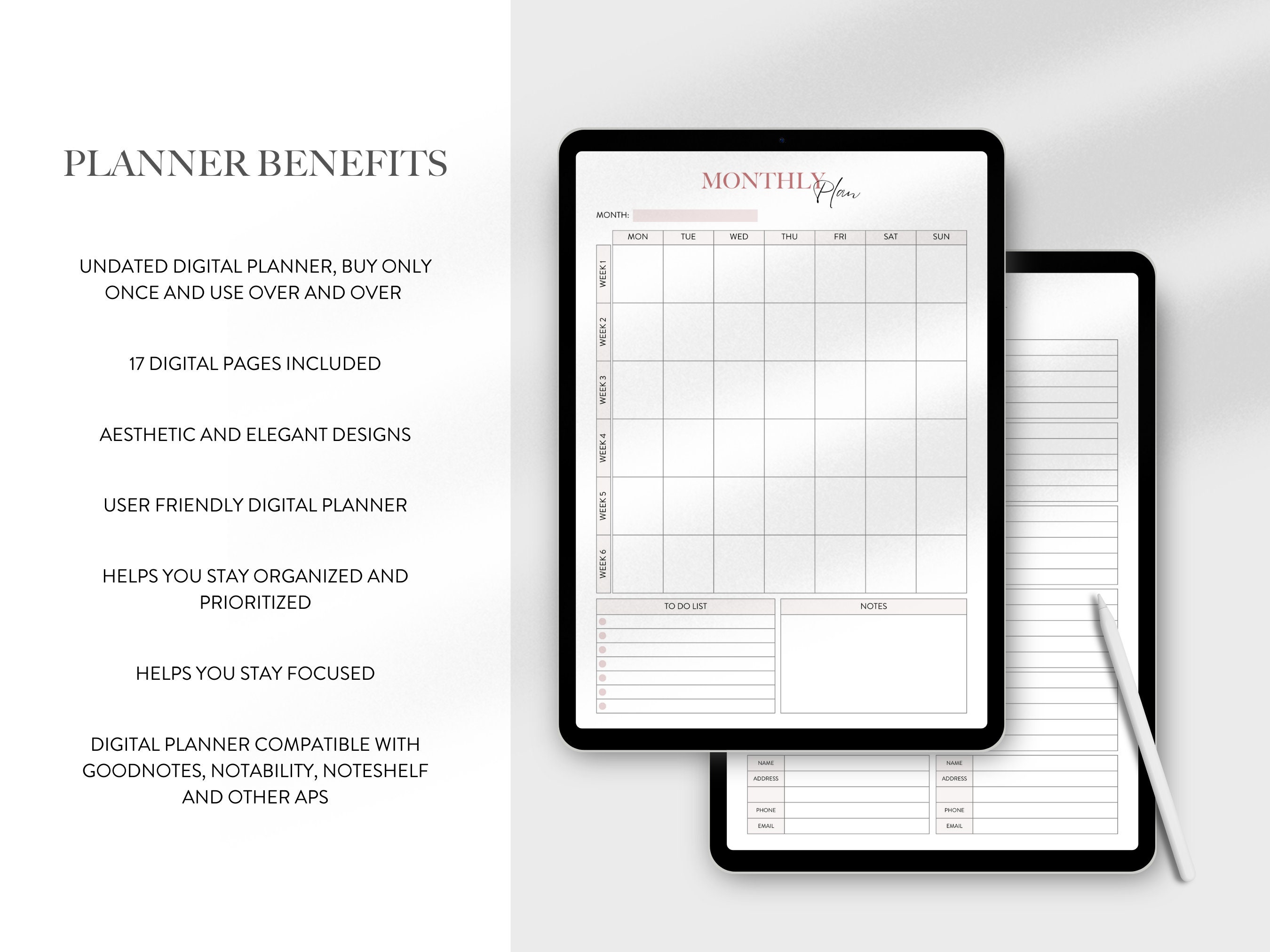 Editable Printable Planner, Digital Planner, Daily Planner, Weekly ...