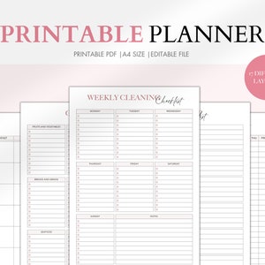 Editable Printable Planner, Digital Planner, Daily Planner, Weekly Planner, Monthly Planner, iPad Planner, Notability Planner, Goodnotes