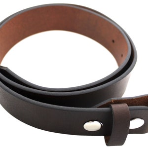 Leather Belt Strap with Press Studs for Pin Buckle. Width: 38mm. Black or Brown. image 7