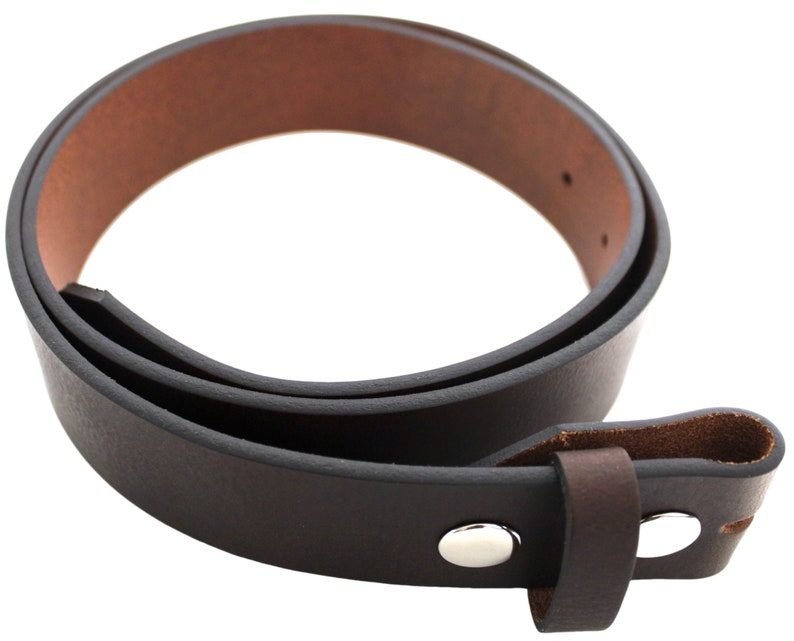 Leather Belt Strap with Press Studs for Pin Buckle. Width: 38mm. Black or Brown. image 7