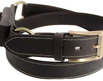 Quality Double Ring Leather Hobble Belt with Knife Pouch. Colour Chestnut. NEW - All Sizes - Australian Seller. Style No: 42029.