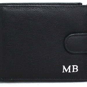 Personalized Monogrammed Wallet. Gold, Silver or Black Embossed. RFID Leather.