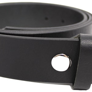 Leather Belt Strap with Press Studs for Pin Buckle. Width: 38mm. Black or Brown. image 6